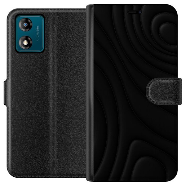 Motorola Moto E13 Tegnebogsetui Sorte Bølger