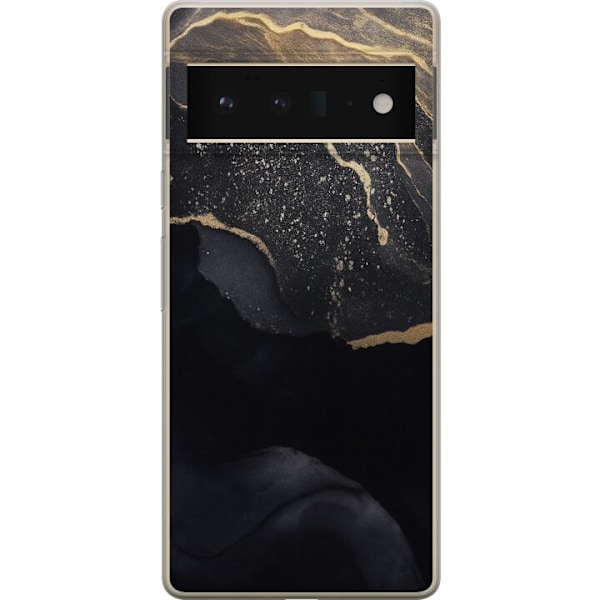 Google Pixel 6 Pro Läpinäkyvä kuori Musta kulta abstrakti