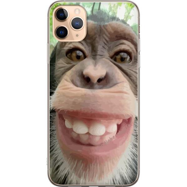 Apple iPhone 11 Pro Max Läpinäkyvä kuori Simpanssi Selfie Rauhallinen Graafinen Suunnittelu Apinan Aihe Suosittu Urban Art Tyyli