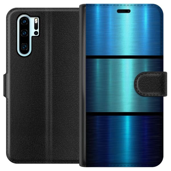 Kompatibelt Lommeboketui til Huawei P30 Pro Blå Metalliske Striper