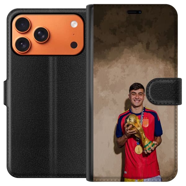 Kompatibel Tegnebogsetui til Apple iPhone 17 Pro Max Pedri holder VM-trofæet, fodboldstjerne Spanien supporterdesign rød