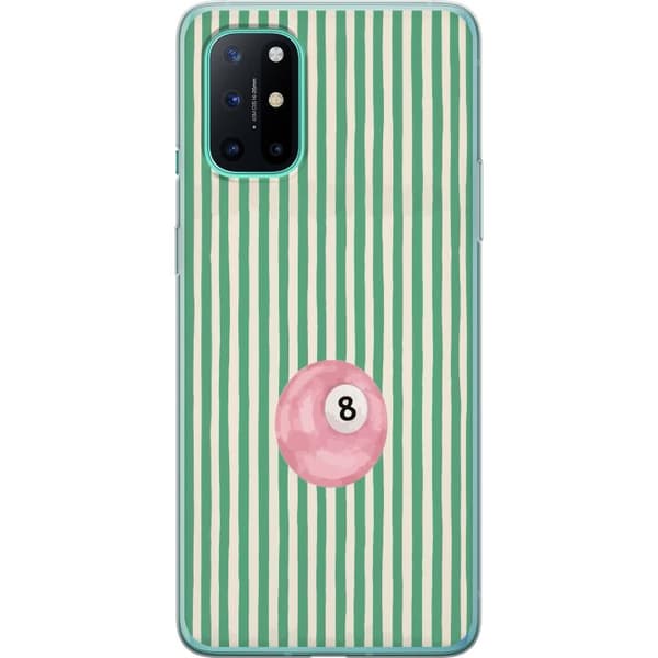 Kompatibelt Mobildeksel til OnePlus 8T Rosa åttaball på grønne striper retro spill og biljarddesign grønn
