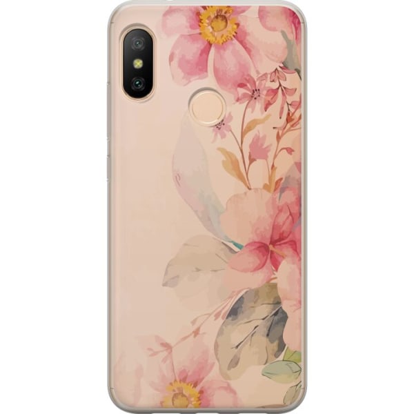 Xiaomi Redmi 6 Pro Gennemsigtig cover Farverige Blomster