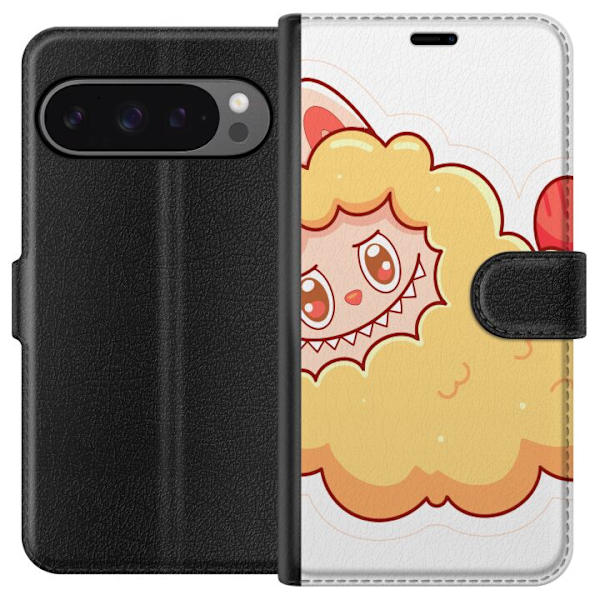 Google Pixel 9 Pro XL Tegnebogsetui Labubu Vaskebjørn Pop Mart Figur Samlerobjekt Sød Design Populært Motiv Kunstlegetøj Kreativ Figurserie
