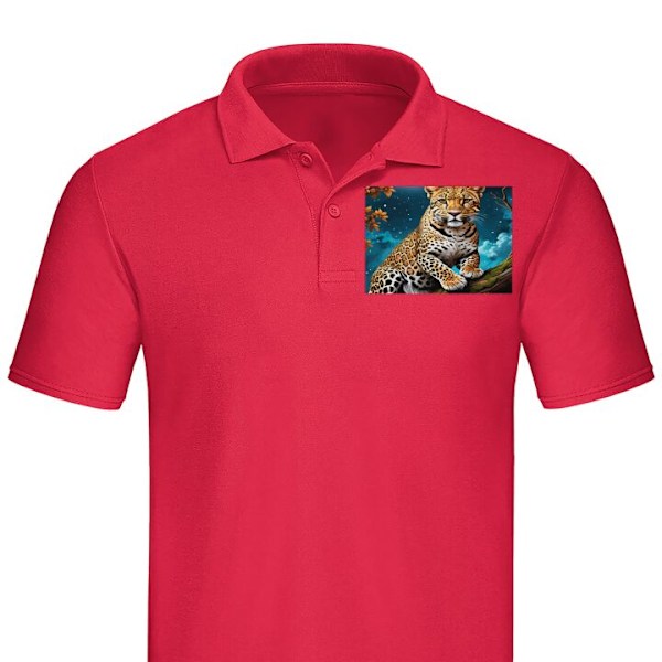 Poloshirt til Voksen | Elegant Poloshirt Leopard Rød Lille