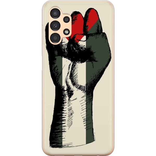 Samsung Galaxy A13 Genomskinligt Skal Hand knuten i Palestinas färger – kraftfull symbol för frihetsrörelsen