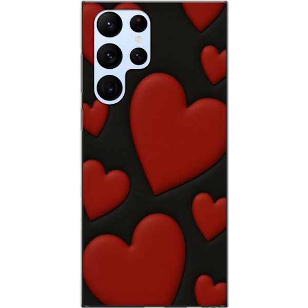 Samsung Galaxy S22 Ultra 5G Gennemsigtig cover Rød Fløjlshjerter