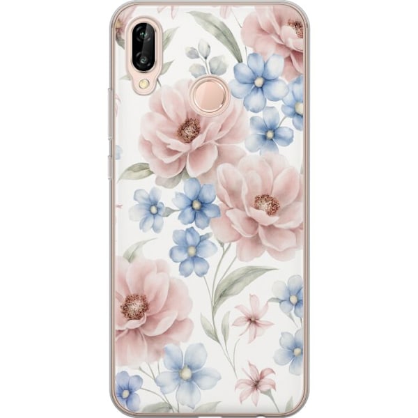 Huawei P20 lite Genomskinligt Skal Romantiska blommor