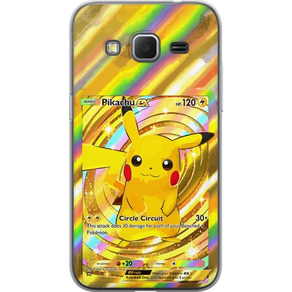 Kompatibelt Mobildeksel til Samsung Galaxy Core Prime Gullig Pikachu EX samlebilde med regnbueeffekter gull