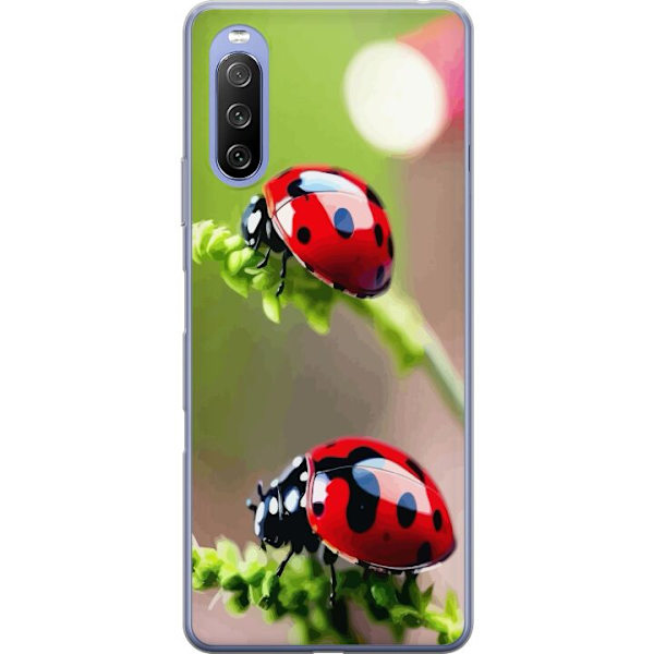 Sony Xperia 10 III Lite Genomskinligt Skal Nyckelpiga Insekt Lycka Symbol Naturmotiv Populärt Grafiskt Motiv Dekoration Sommar Tur