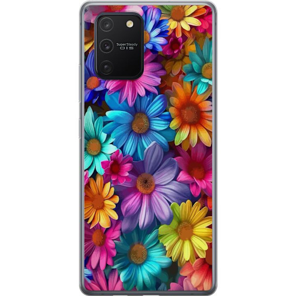 Samsung Galaxy S10 Lite Genomskinligt Skal Gerbera Blommor Färgglad Dekor Blommotiv Populärt Heminredning Färg Rik Väggkonst Design