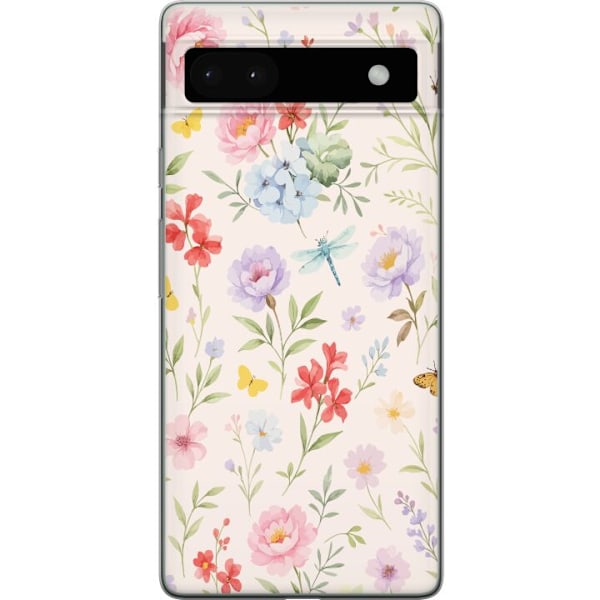Google Pixel 6a Läpinäkyvä kuori Kukat
