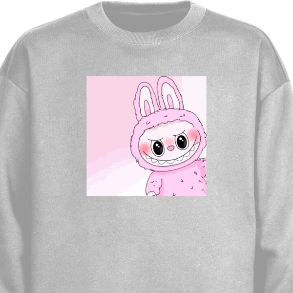 Sweatshirt for Barn | Myk og Klassisk Collegegenser Labubu Bunny Series grå one size