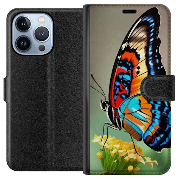 Apple iPhone 13 Pro Lompakkokotelo Perhonen Luonto Kesä Motiivi Siivet Värikäs Suunnittelu Suosittu Koriste Graafinen Eksoottinen Teema