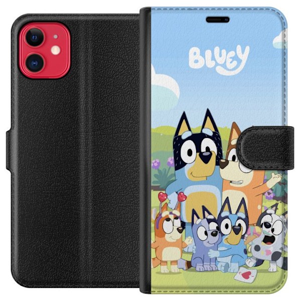 Apple iPhone 11 Plånboksfodral Bluey mobilskal med hela familjen i färgglad design