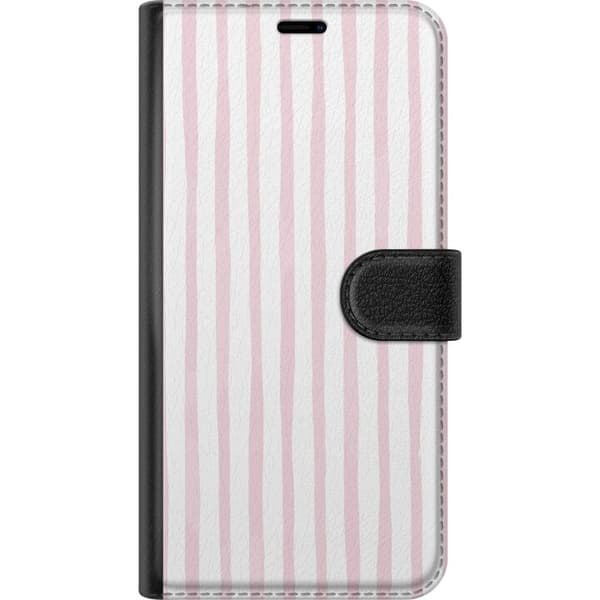Kompatibel Tegnebogsetui til Apple iPhone 18 Pro Max Lyserøde og hvide håndtegnede lodrette striber, minimalistisk stribet mønster med lyst design pink