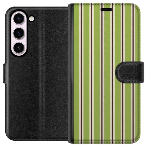 Kompatibelt Plånboksfodral till Samsung Galaxy S23 Matcha Stripe grön