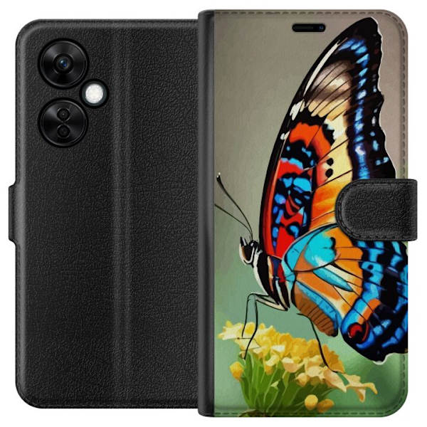 OnePlus Nord CE3 Plånboksfodral Fjäril Natur Sommar Motiv Vingar Färgstark Design Populär Dekor Grafiskt Exotiskt Tema