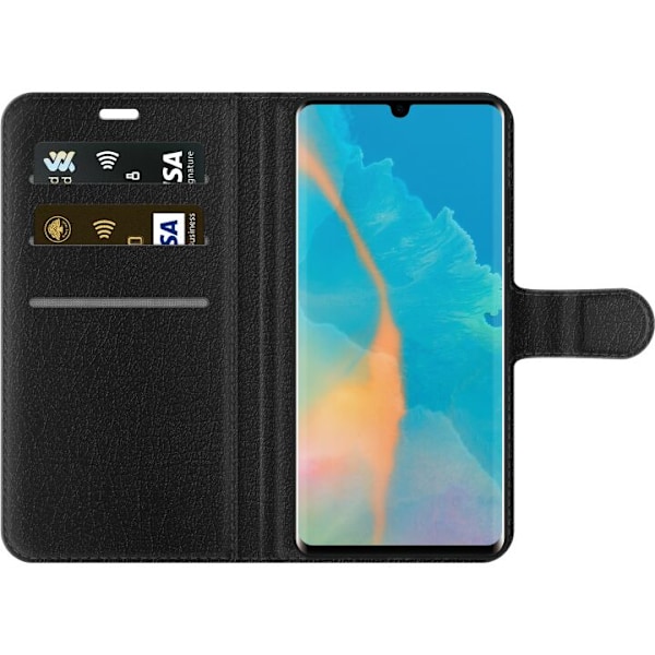 Huawei P30 Pro Tegnebogsetui Silke Sort/Hvid