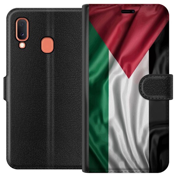 Samsung Galaxy A20e Tegnebogsetui Palestinaflaget – ikonisk frihedssymbol i rød, sort, hvid og grøn