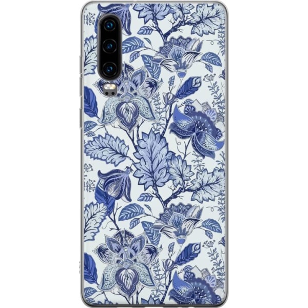 Huawei P30 Gennemsigtig cover Blomster Blå...