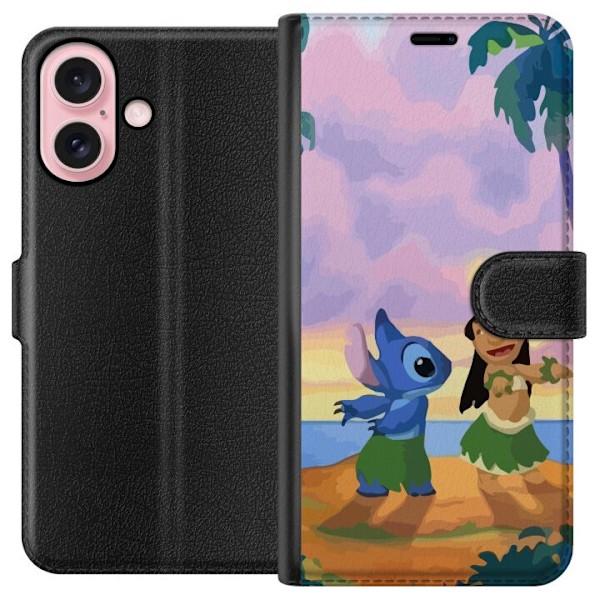 Apple iPhone 16 Tegnebogsetui Lilo og Stitch