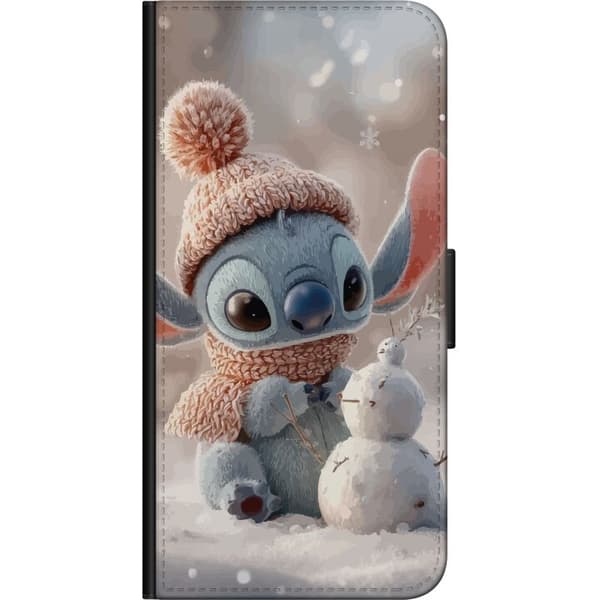 Kompatibelt Plånboksfodral till Xiaomi Redmi Note 8 Pro  Blå rymdvarelse med rosa mössa och snögubbe, vintermotiv i grått och blått grå