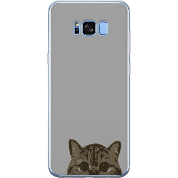 Samsung Galaxy S8+ Genomskinligt Skal Grå Kattblick – stilren kattdesign med grå bakgrund