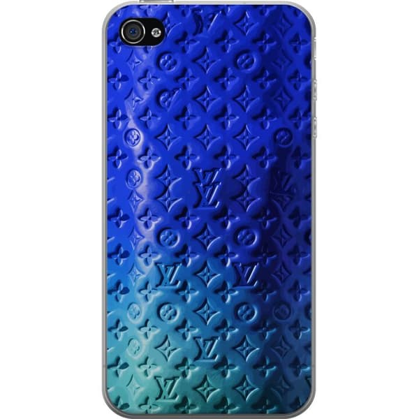Kompatibelt Mobildeksel til Apple iPhone 4 Blått luksuriøst monogrammønster med elegant preget tekstur blå