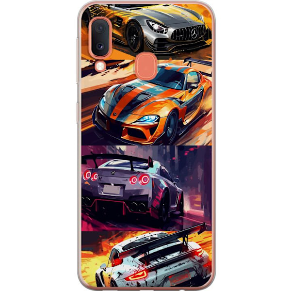 Samsung Galaxy A20e Läpinäkyvä kuori Ralli kuume - vauhdikas teema ralliautoilla