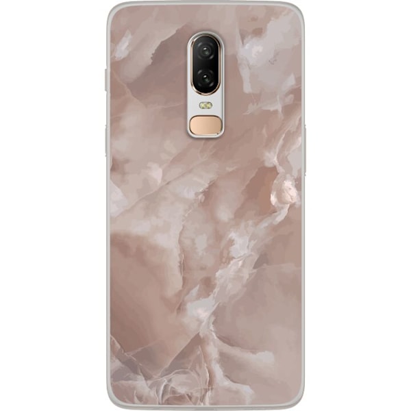 OnePlus 6 Gennemsigtig cover Marmor Lyserød