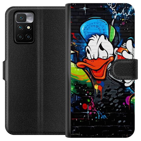 Xiaomi Redmi 10 Plånboksfodral Kalle Anka Graffiti Disney Design Roligt Barn Motiv Färg Grafisk Populär Serie Ikonisk Disneyfigur
