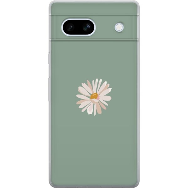 Google Pixel 7a Läpinäkyvä kuori Vihreä Minimalikukka - ty