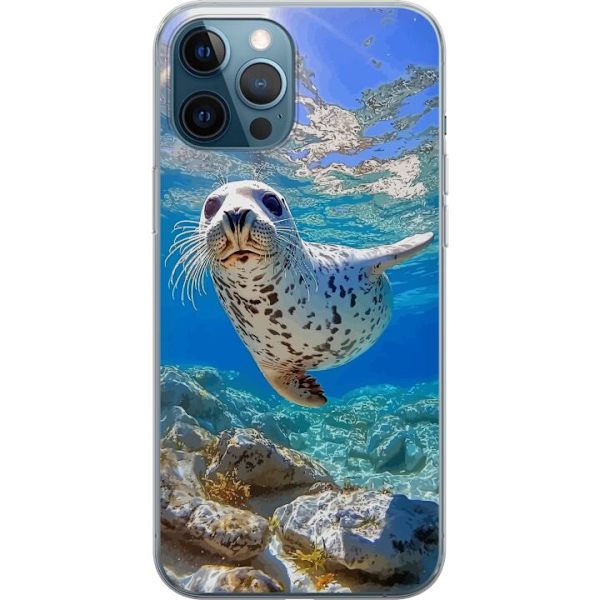 Apple iPhone 12 Pro Gennemsigtig cover Salg Hav Svømning Dyremotiv Natur Vandmotiv Blåt Design Marin Tema Populært Motiv Dyreliv