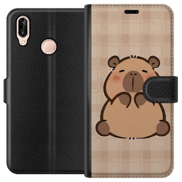 Huawei P20 lite Lompakkokotelo Mobilskal kawaii capybara flera figurer japansk stil