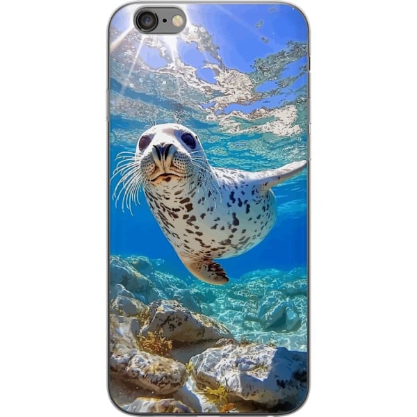 Apple iPhone 6 Plus Genomskinligt Skal Säl Hav Simmande Djurmotiv Natur Vattenmotiv Blå Design Marint Tema Populärt Motiv Djurliv