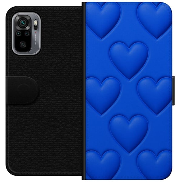 Xiaomi Redmi Note 10S Lompakkokotelo Siniset Sydämet