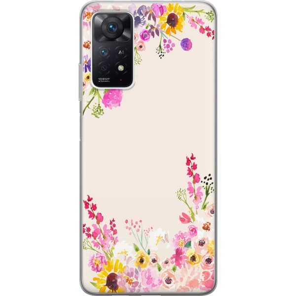Kompatibelt Mobildeksel til Xiaomi Redmi Note 11 Pro 5G Blommig akvarellram