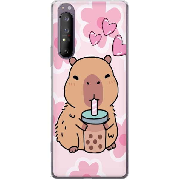 Sony Xperia 1 II Läpinäkyvä kuori Kawaii Capybara Sydän An