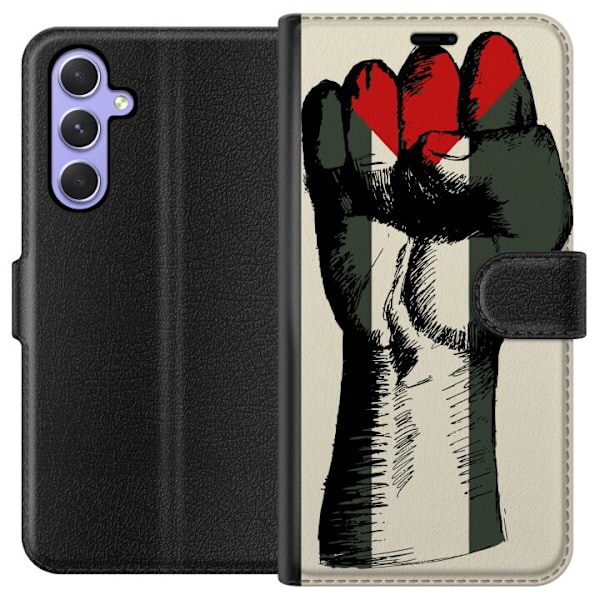 Samsung Galaxy A54 Tegnebogsetui Hånd bundet i Palæstinas farver - kraftfuldt symbol for frihedsbevægelsen