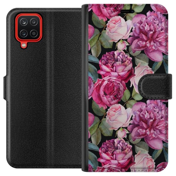 Kompatibel Tegnebogsetui til Samsung Galaxy A12 Blomster