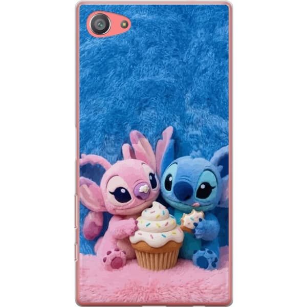 Kompatibel Mobilcover til Sony Xperia Z5 Compact Søde blå og lyserøde figurer med stor cupcake og krymmel pink