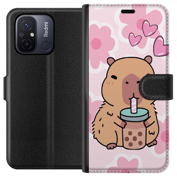 Xiaomi Redmi 12C Lompakkokotelo Kawaii Capybara Sydän Anime-tyyli Söpö Suunnittelu Eläinaihe TikTok Suosittu Lahja Tyttö