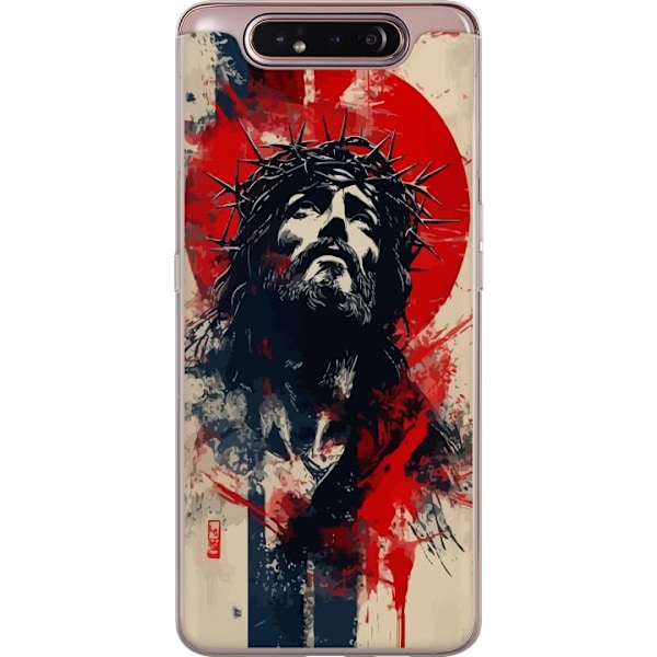 Samsung Galaxy A80 Läpinäkyvä kuori Jeesus ristillä - kristillinen aihe vahvalla symboliikalla uskosta ja toivosta