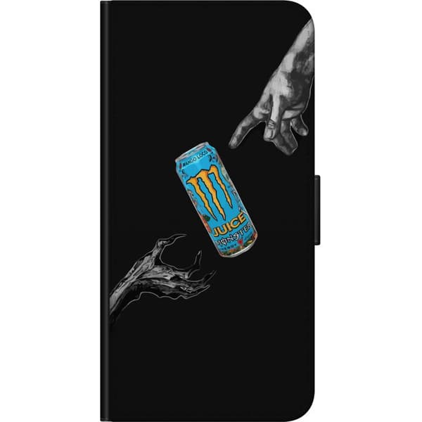 Kompatibel Tegnebogsetui til Xiaomi Redmi Note 9 Pro Sort motiv med farverig energidrikdåse og dramatiske hænder sort