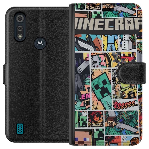 Motorola Moto E6i Tegnebogsetui Minecraft Kunst