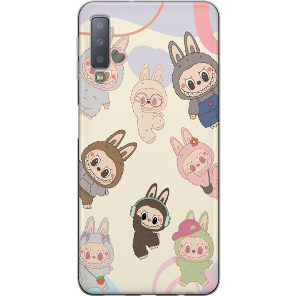 Samsung Galaxy A7 (2018) Läpinäkyvä kuori Labubu Pop Mart Kokoelma Motiivi Figuuri Kokoelma Suunnittelu Suosittu Taidelelu Pop Mart Luova Graafinen