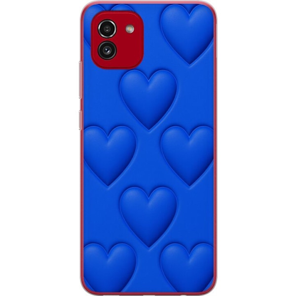 Samsung Galaxy A03 Läpinäkyvä kuori Siniset Sydämet