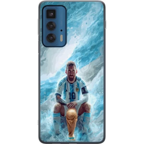 Kompatibelt Mobildeksel til Motorola Edge 20 Pro Lionel Messi Världsmästare blå