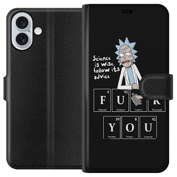 Apple iPhone 16 Plus Lommeboketui Rick and Morty Fu*k You